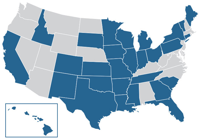 US map of states subordinated notes